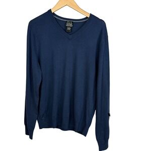 Jos. A. Bank Traveler's‎ Collection Merino Wool V-Neck Sweater Men's Medium Navy